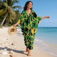 thumbnail image 5 of Xoenoiee Jamaica Flag Camo Pattern Plus Size Kaftan Dress for Women, Oversized V-Neck Batwing Sleeve, Boho Swimsuit Cover Up, Maxi Beach Resort Caftan, 5 of 7