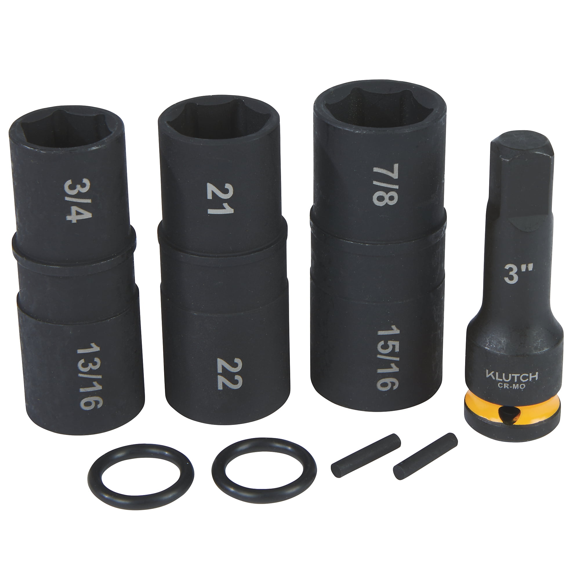 Klutch 1/2in.  drive Flip Impact Socket Set, 4 Pcs.