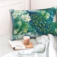 thumbnail image 4 of Goofa Peacock And Flowers Print Plush Throw Pillow Case, Soft Velvet with Hidden Zipper, Decorative Cushion Cover for Sofa, Bed, Car, and Home Décor-14"x20", 4 of 6