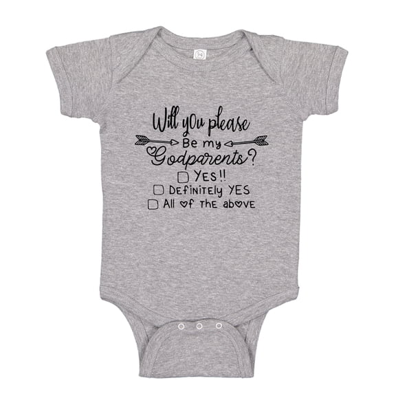Will You Please Be My Godparents Baby Bodysuit One Piece NB Athletic Heather