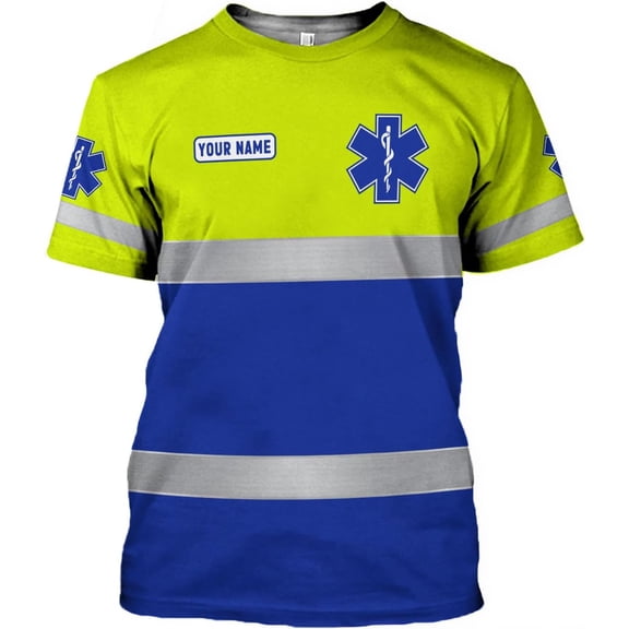 Personalized EMT Hoodie EMS Sweatshirt Custom EMS Zip Hoodie Paramedic Uniform Emergency Medical Technician Shirts (T-shirt, S)