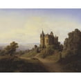 thumbnail image 2 of Frederik Sødring 18x15 Gold Ornate Wood Frame and Double Matted Museum Art Print Titled - The Castle Buresheim by the Eifel River (1838), 2 of 4