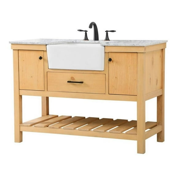 Elegant Decor Clement 48" Aluminum MDF Single Bathroom Vanity in Natural Wood