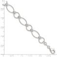 thumbnail image 5 of Sterling Silver Bracelet Chain Styles Link, Other Women's mm 7.5 in Polished Textured Fancy Circle and Oval Link, 5 of 5