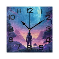 Men on Mountain Night Wall Clock Square Silent Non-Ticking Battery Operated Retro 7.78" Clock Home Kitchen Office Decoration