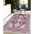 thumbnail image 4 of Bohemian Decorative Rug, Vintage Damask of Swirling Floral Motifs Boho Ethnic Forms and Shapes, Quality Carpet for Bedroom Dorm and Living Room, 6 Sizes, Plum and Champagne, by Ambesonne, 4 of 4