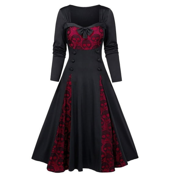 NIEWTR Womens Renaissance Dress Retro Gown Gothic Victorian Dress Renaissance for Women Dresses(L,Red)