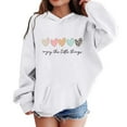 thumbnail image 3 of SonxaHe Big Girl' Hooded Sweatshirt Long Sleeve Letter Print Loose Warm Lined Soft Comfy Hoodie White,Sized 11-12, 3 of 3
