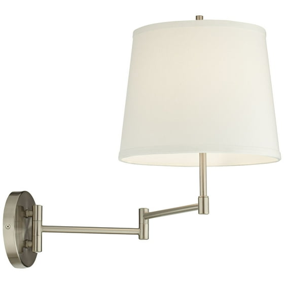 360 Lighting Modern Swing Arm Wall Lamp Set Of 2 Brushed Nickel Off 360 Lighting Modern Swing Arm Wall Lamp Set Of 2 Brushed Nickel Off White Shade For Bedroom Living Room Reading