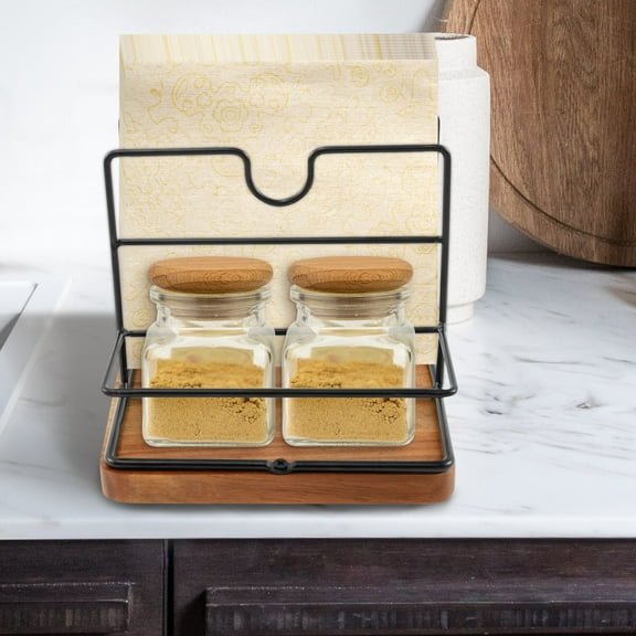 NUAHRHY Napkin Holder Metal Table Napkin Holder with Weighted Base Stylish Napkin Organizer Modern Napkin Dispenser for Kitchen Countertop Not Including Salt and Pepper Shakers