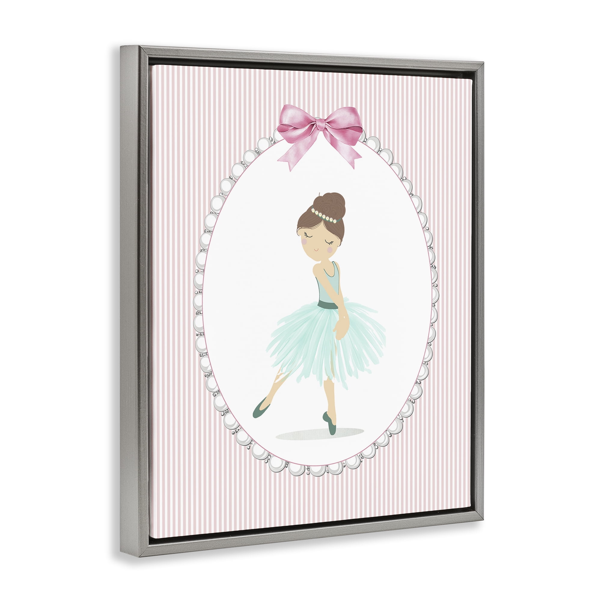Stupell Industries Elegant Dance on Stripes Gray Framed Floater Canvas Wall Art, design by Christine Simpson Art