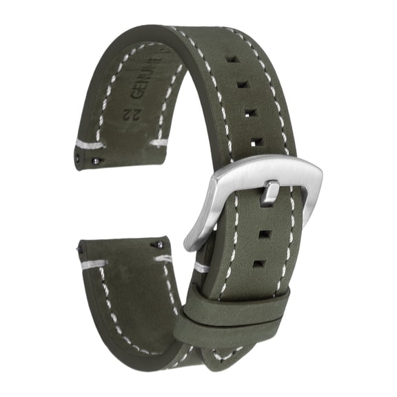 Uxcell Leather Watch Bands, 22mm Width Quick Release Watch Strap Cowhide Replacement Wrist Band Silver Buckle for Men Women, Gray