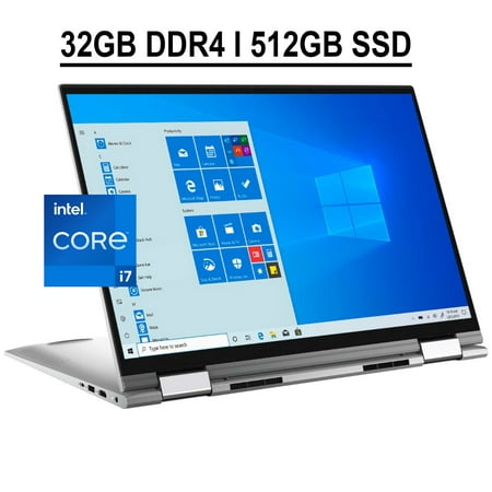 Dell Inspiron 17 7000 7706 Business 2-in-1 Laptop 17.3" QHD+ IPS Touchscreen 11th Gen Intel Quad-Core i7-1165G7 32GB DDR4 512GB SSD Intel Iris Xe Graphics Backlit Keyboard Fingerprint Win10 Silver