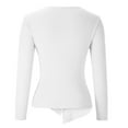 thumbnail image 6 of Miluxas Plus Size Sweater Tops On Seasonal Clearance Women's Winter Solid Long Sleeve Pullove V-Neck Sweater Tops White 10(XL), 6 of 7