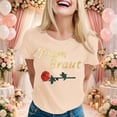 thumbnail image 2 of WEIWEN Team Bride T Shirts for Women Flower Wreath Flowers Engagement Gift Womens Summer Tops Going Out Clothing Beige, M, 2 of 4