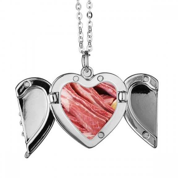 rib chop raw meat food texture angel wings necklpendant fashion