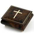 thumbnail image 1 of Gorgeous Handcrafted Natural Wood Tone Musical Jewelry Box with Holy Cross Inlay - Can't Help Falling In Love with You, 1 of 2