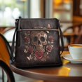 thumbnail image 3 of DISNIMO Skull Rose Print Crossbody Handbag Butterfly Print Messenger Hand Bag Purses for Women PU Leather Satchel Shoulder Bag Zipper Closure, 3 of 7