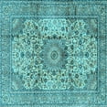 thumbnail image 1 of Ahgly Company Indoor Square Medallion Light Blue Traditional Area Rugs, 8' Square, 1 of 4