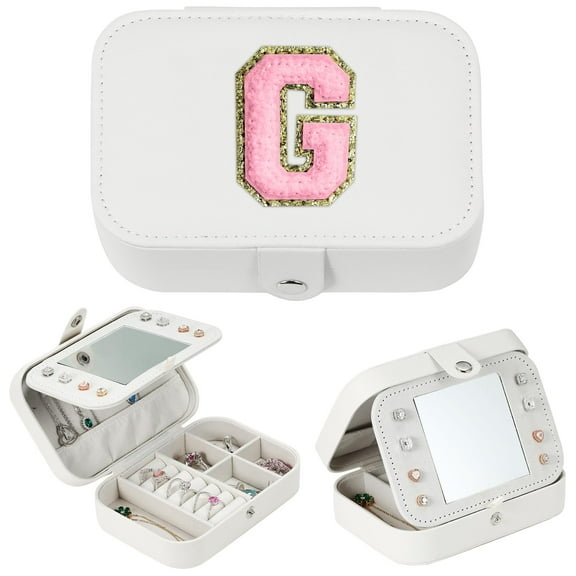 Parima Medium Jewelry Box Travel Organizer Mini Case White Initial G