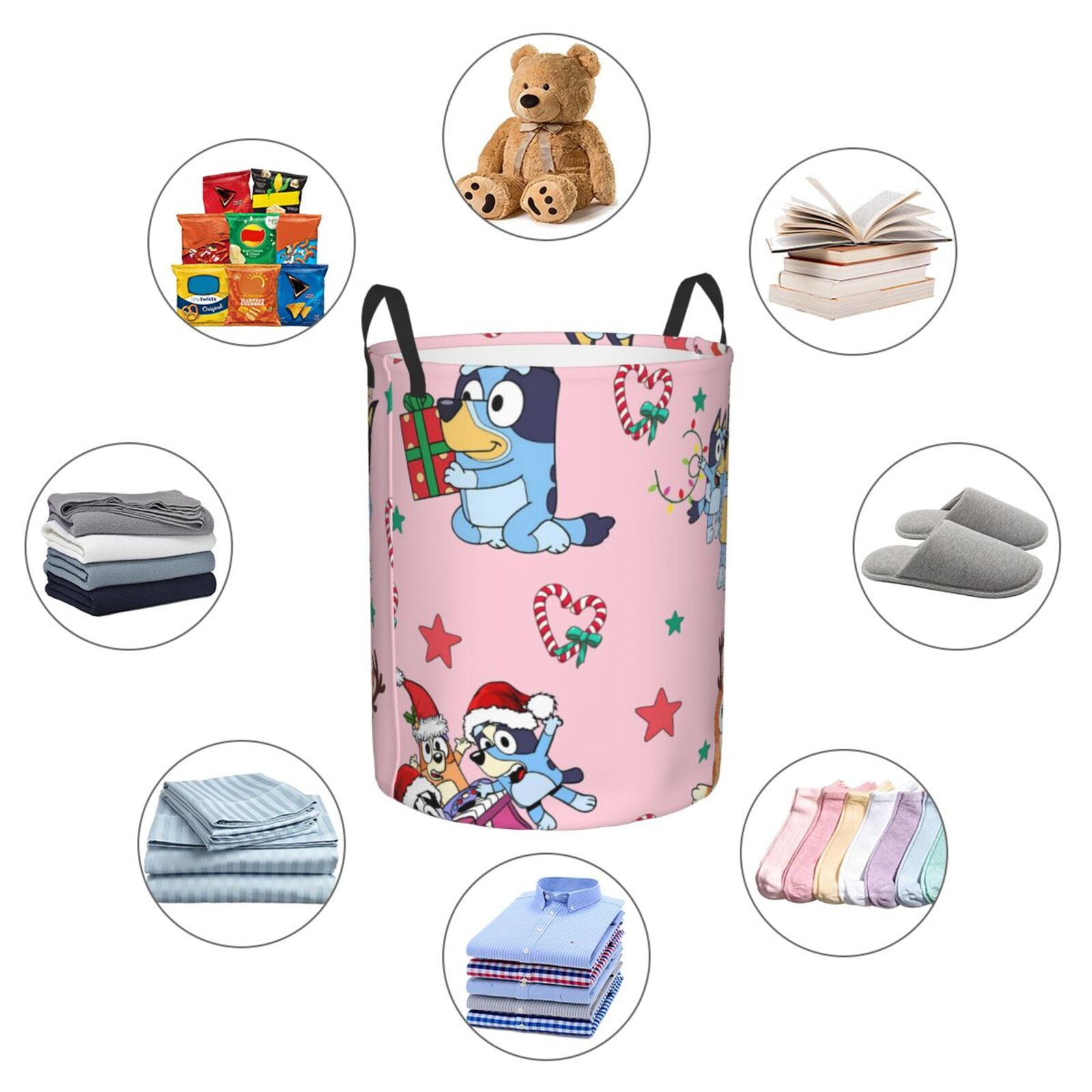 Johaoi Bluey Pattern Round Large Laundry Basket -Storage Basket - Toy Storage Basket, Perfect as Hamper, Kids Room Storage, and Toy Containment-Small