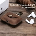thumbnail image 6 of Hiram Airpods Pro Leather Case, AirPods Pro Wireless Charging Case With Metal Hook(Brown), 6 of 7
