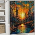 thumbnail image 6 of Orinice Sunset Stream Trees Bathroom Decor Set Colorful Luxurious Graphic Print Polyester Fabric Fashion Bathroom Decor Sets with Hooks Waterproof Shower Curtain Set Washable Shower Curtain with, 6 of 7