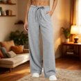 thumbnail image 6 of Vixolx Baggy Sweatpants for Women Straight Stretchy Solid Color Casual Sports Trousers Wide Leg Pants with Pocket, 6 of 6