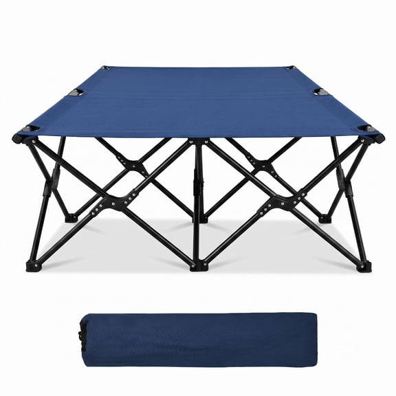 Furnibear Folding Camping Cot for Adults Kids, Portable Heavy Duty 600D Oxford Sleeping Bed with Carry Bag, 300 lbs Capacity Foldable Cot for Camping Hiking, Blue