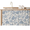 thumbnail image 2 of Blue Paisley Cabinet Curtain 32"Wx55"L,Dustproof Pantry Door Curtain W/ Self Adhesive Tape,Vintage Boho Flower Botanical Leaf Branch Tall Storage Cover Privacy Drape for Bathroom Kitchen Laundry Room, 2 of 9