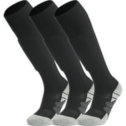 APTESOL Knee High Soccer Socks Team Sport Cushion Socks for Boys Girls Men Women [3-Pair Black,L]