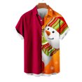 thumbnail image 5 of Mens Manga Corta Botón Abajo Camisas, Navidad Impreso Turndown Cuello Blusa, Top de Moda Casual, 5 of 5