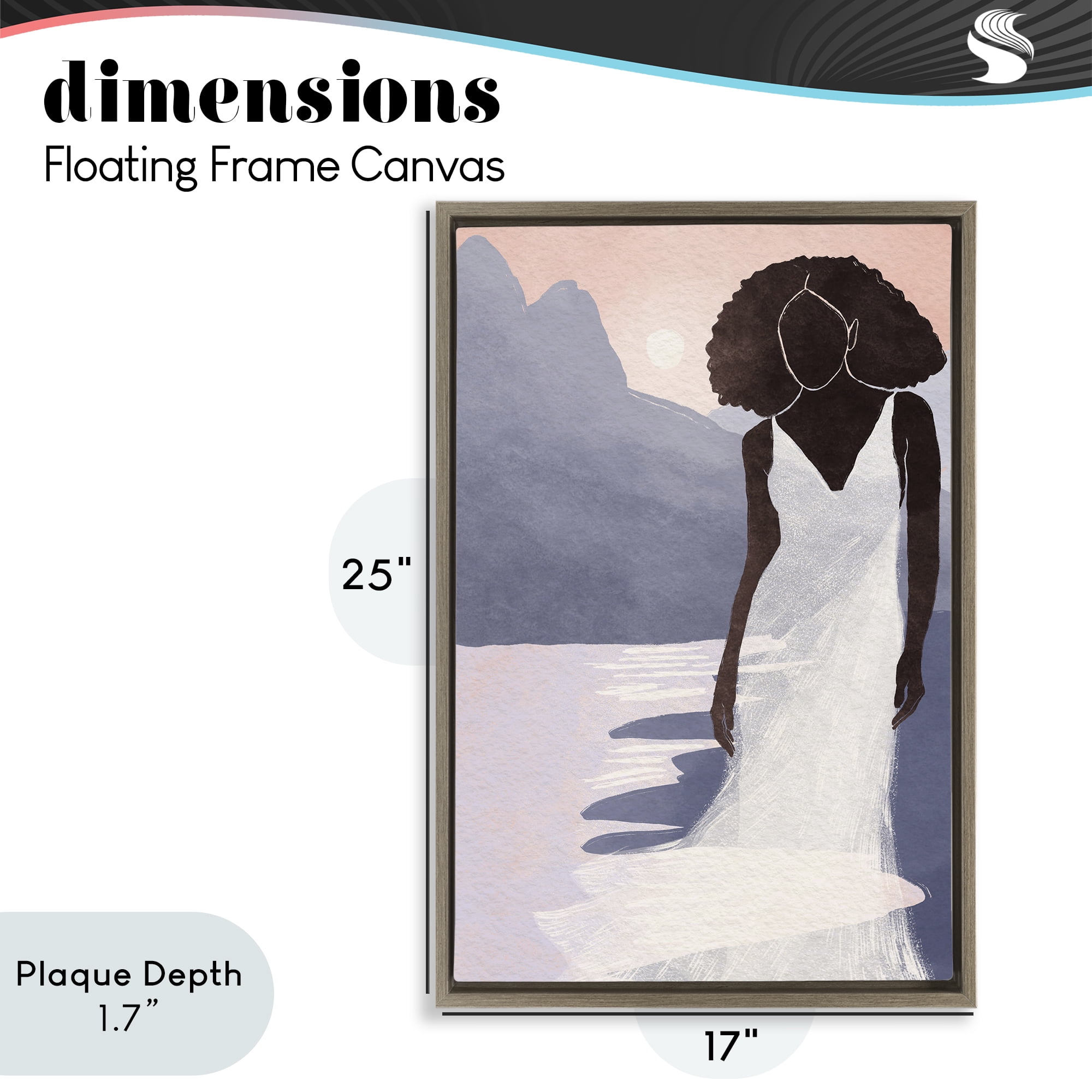 Stupell Industries White Gown Silhouette at Sunset Brown Framed Floater Canvas Wall Art, design by Yuyu Pont