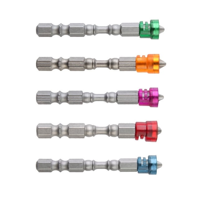 5 piezas de destornillador de cruz de un solo color con punta de carburo cementado, destornillador eléctrico magnético de 5 colores
