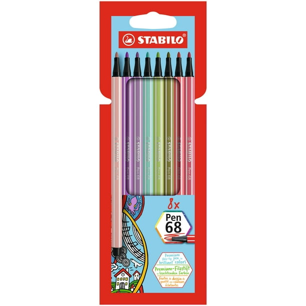  Premium Felt Tip Pen - STABILO Pen 68 Wallet of 12 Assorted  Colours : Office Products