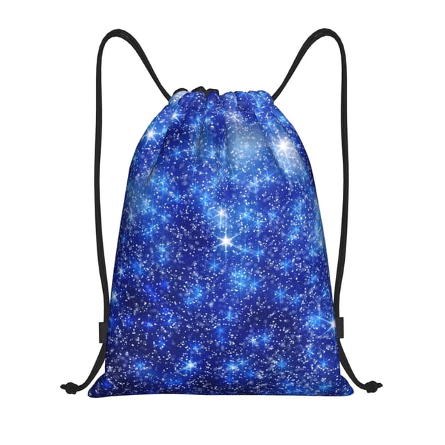 Xecao Blurred Star Snow Christmas Pattern Sports Drawstring Backpack - String Swim Gym Bag with Wet Proof Pocket for Women&Men-Medium