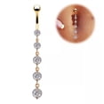 thumbnail image 5 of K-KED Butterfly Belly Button Bar Barbell Drop Dangle Body Piercing Navel Ring Bar Gift-Gold, 5 of 6