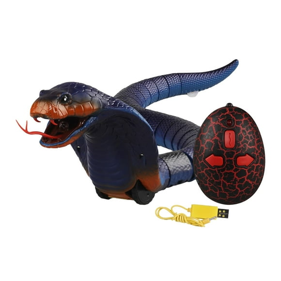 segolike Rattle Snake Toys Remote Control Crawlers USB Rechargeable Snake Scary Trick Toy Blue