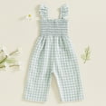 thumbnail image 4 of Zanarzt Toddler Girl One Piece Romper Girls Casual Jumpsuits Spaghetti Strap Sleeveless Loose Romper Long Pants with Pockets Kids Clothes Green,3-4 Years, 4 of 7