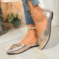 thumbnail image 2 of Rokment Women's Metallic Ballet Flat Dressy Shoes Elegant Fashion Casual Leather Buckles Pointed Toe Slip on Walking Loafers Bridal Glitter Dress Shoe Spring Fall Gold Size 7, 2 of 6