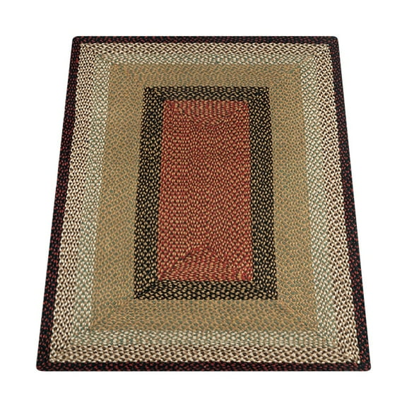 Home Indoor Decorative Jute C-019 Burgundy, Mustard Braided Rug , Rectangle 4'x6'