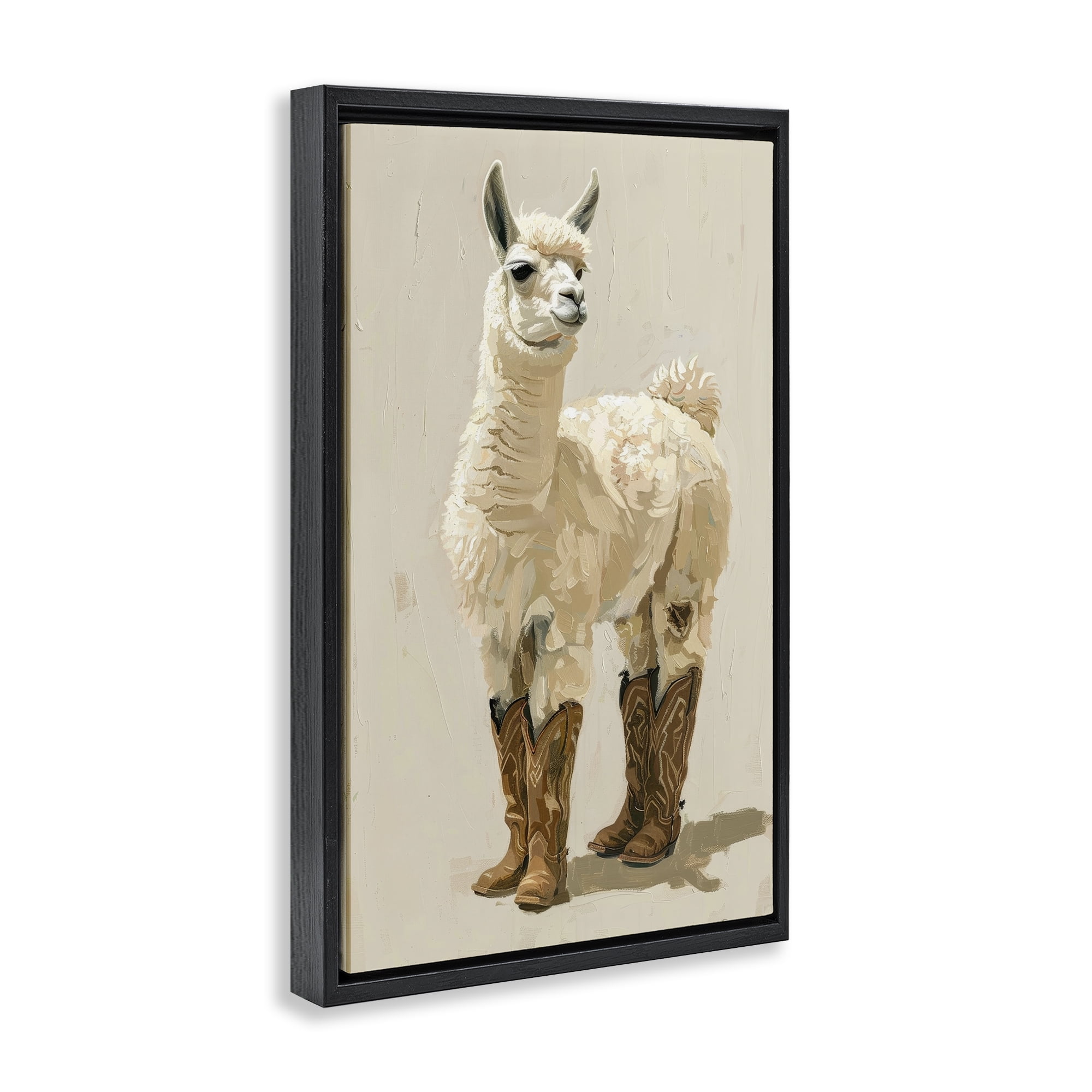 Stupell Industries Lamb & Cowboy Boots Animals & Insects Painting Black Floater Framed Canvas Art Print Wall Art, 17 x 25