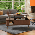 thumbnail image 4 of Wood Lift Top Coffee Table, Multifunctional Rising Tabletop Center Table with Hidden Compartment & Large Open Storage Shelf, Stable Living Room Office Dining Accent Table, 4 of 7