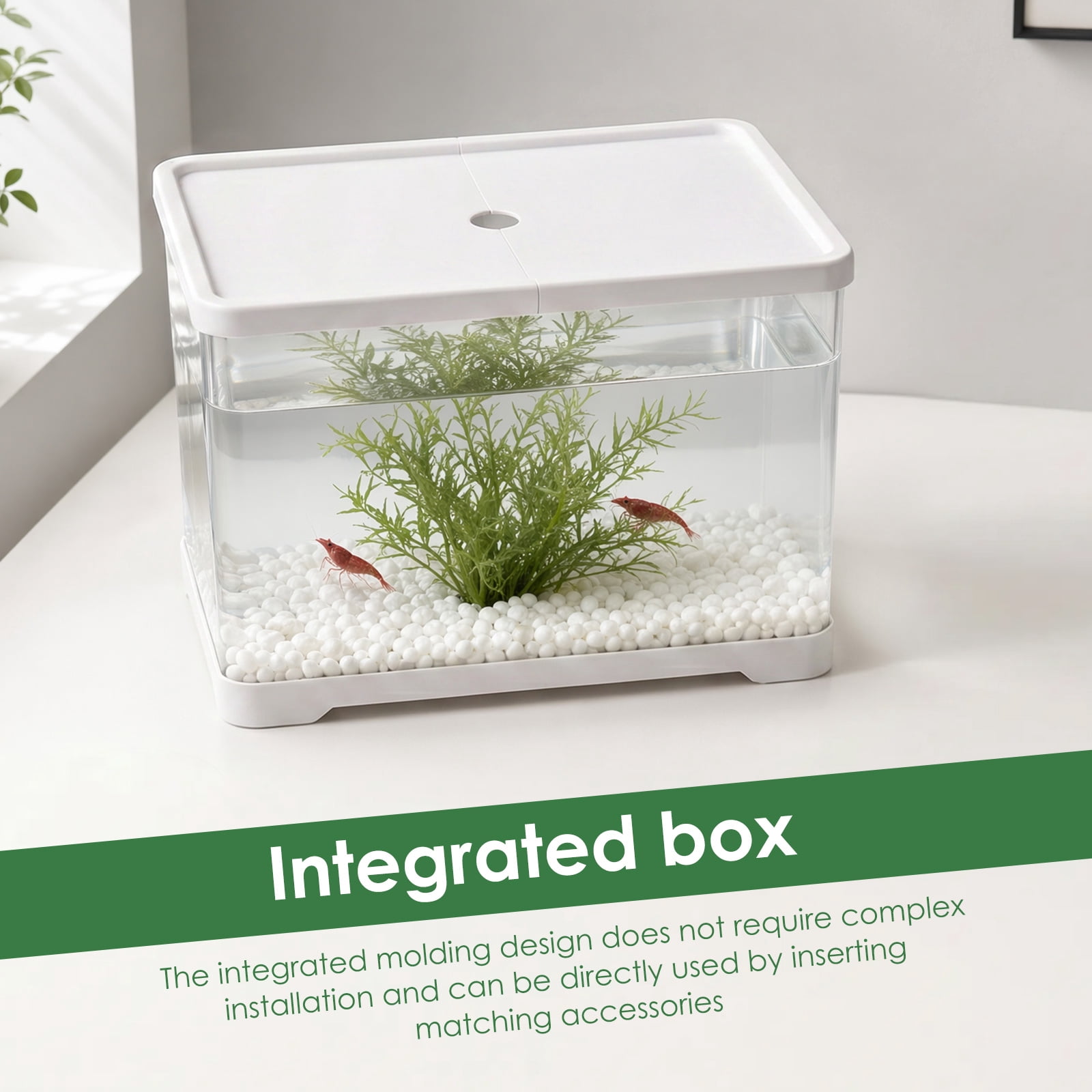 Austok PC Rectangular Fish Tank Aquarium for Fish Reptile Succulent Flower Centerpiece Shatterproof with Clear Clarity for Home Office Desktop Decor
