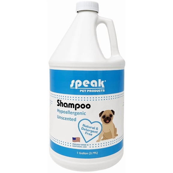 Speak Pet Products Natural Dog Shampoo, Hypoallergenic Unscented, 1 Gallon