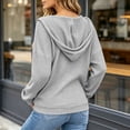 thumbnail image 5 of Waffle Zip Up Hoodie Women Casual Drawstring Sweatshirt | Full Zip Closure, Casual Fall Wear, Stand Collar, Multiple Colors, Long Sleeve, Lightweight, No Pocket, #01_Gray, L, 5 of 6