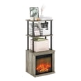 thumbnail image 4 of Furinno TURN-N-TUBE 2-Tier Tall TV Entertainment Side French Oak Grey/Black, 4 of 6