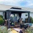 thumbnail image 2 of PURPLE LEAF 10' X 13' Permanent Hardtop Gazebo Aluminum Frame Gazebo with Galvanized Steel Double Roof for Patio Lawn and Garden, Curtains and Netting Included, Grey, 2 of 15