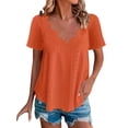 thumbnail image 2 of Womens Short Sleeve Tops Casual Solid Color Scallops V Neck Women's Tops Comfortable Breathable Short Sleeved V Neck Women's T Shirt Tops for Women, 2 of 6