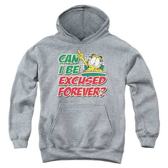 Garfield Excused Forever Youth Pullover Hoodie Sweatshirt Heather